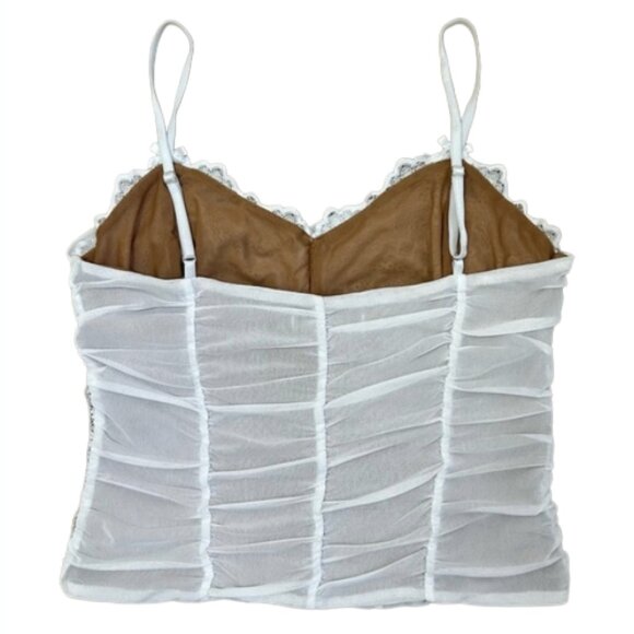 I.AM.GIA White Lace Corset Cami Top Ruched Bow Detail Y2K Fully Lined XL - Picture 7 of 14